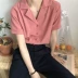 Mùa hè mới của Hàn Quốc phiên bản của chic ngọt ngào và mỏng nhỏ tươi phù hợp với cổ áo ngắn tay áo blouse voan áo sơ mi Áo sơ mi