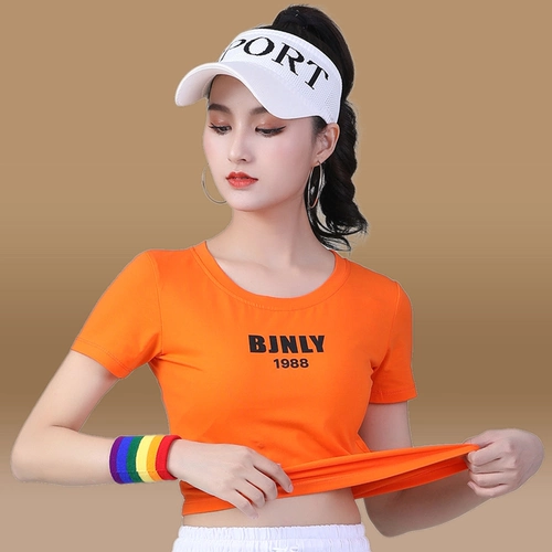 Спортивная летняя модная танцующая футболка с коротким рукавом для спортзала