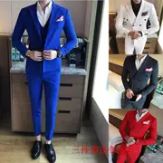 Bộ đồ ba mảnh nam ngực phù hợp Han Xiu bộ đồ nhỏ chú rể váy cưới công sở bình thường tóc phù hợp với nhà tạo mẫu - Suit phù hợp