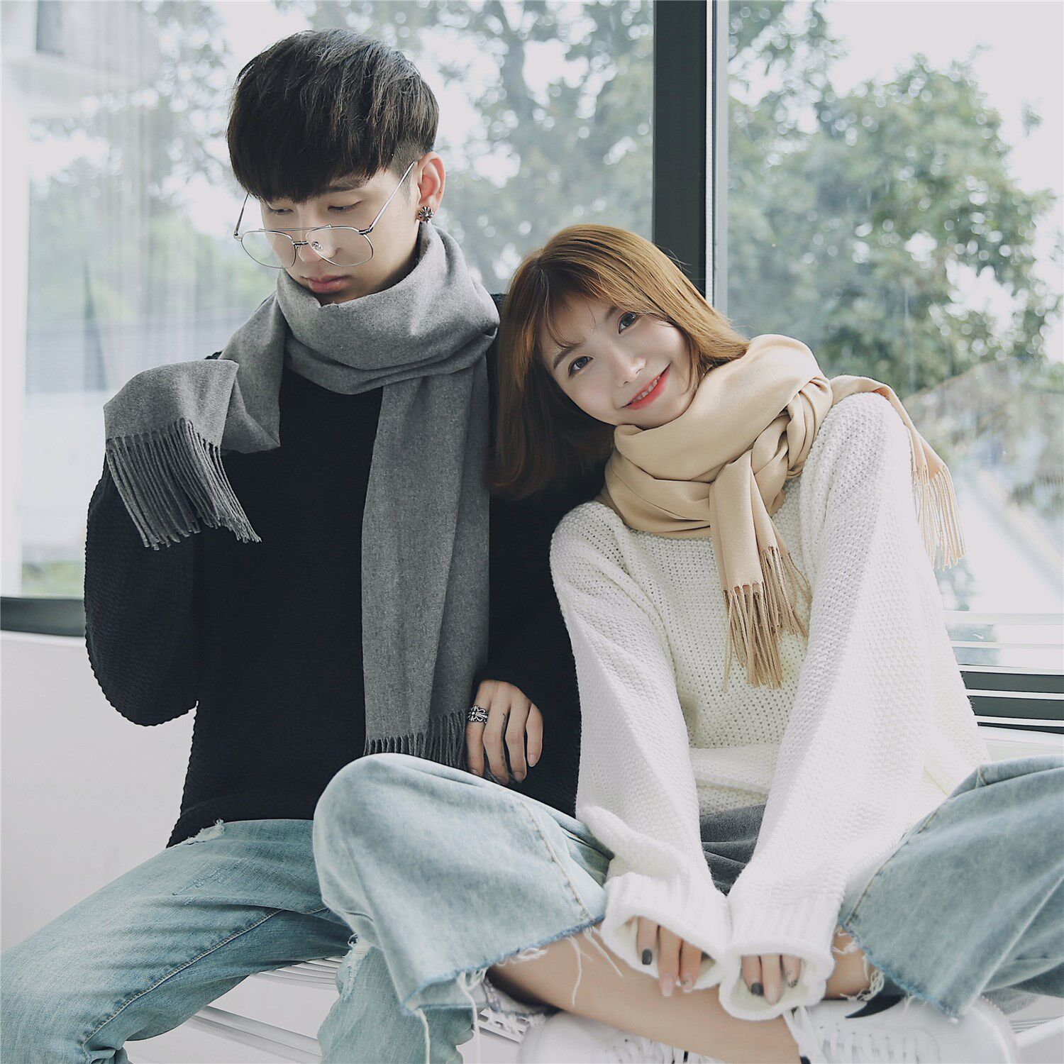 情侣2018冬季新围巾长款披肩百搭纯色男女修身两用围脖y001-p20