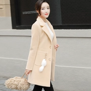 Áo khoác len nữ nhỏ thắt eo nữ dài phần mới 2019 phiên bản Hàn Quốc phổ biến của mùa xuân và mùa thu Áo khoác mỏng - Accentuated eo áo
