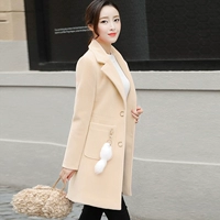 Áo khoác len nữ nhỏ thắt eo nữ dài phần mới 2019 phiên bản Hàn Quốc phổ biến của mùa xuân và mùa thu Áo khoác mỏng - Accentuated eo áo áo khoác dạ nữ dáng dài cổ lông