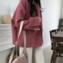 Áo len nữ mùa thu dài đơn giản và linh hoạt của học sinh Hàn Quốc trong chiếc áo khoác len đơn ngực dài áo khoác nữ form rộng