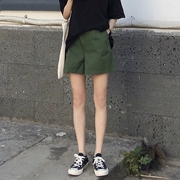 Mùa hè phiên bản Hàn Quốc của quần lửng cạp cao cạp cao quần ống rộng cạp cao quần lửng mỏng eo cao sinh viên quần short nữ nóng bỏng