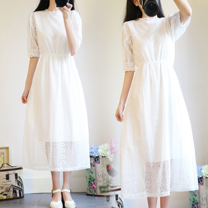 新款夏装新款白色蕾丝连衣裙