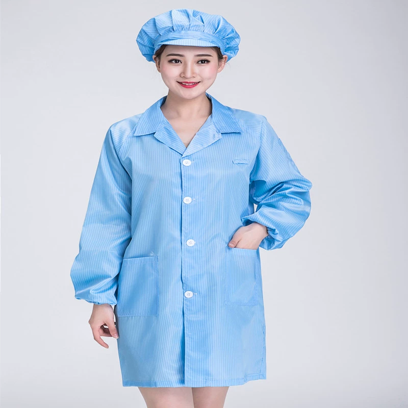 Quần áo chống tĩnh điện áo khoác dài quần áo bảo hộ lao động màu xanh xưởng chống nhà máy thực phẩm Foxconn trắng hồng nam nữ áo kỹ sư vải pangrim 