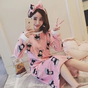 Mùa thu và mùa đông san hô lông cừu váy ngủ nữ phiên bản Hàn Quốc của phim hoạt hình cô gái ngọt ngào dày ấm flannel dịch vụ nhà