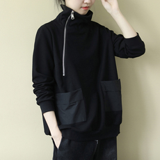 Одежда Больших размеров 高领拉链加绒卫衣女2023新款秋冬季加厚长袖休闲百搭大码宽松上衣 OTHER