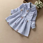 Áo sơ mi nữ sọc dài tay 2018 xuân hè trong áo phông trẻ em trẻ em búp bê cotton dài hoang dã