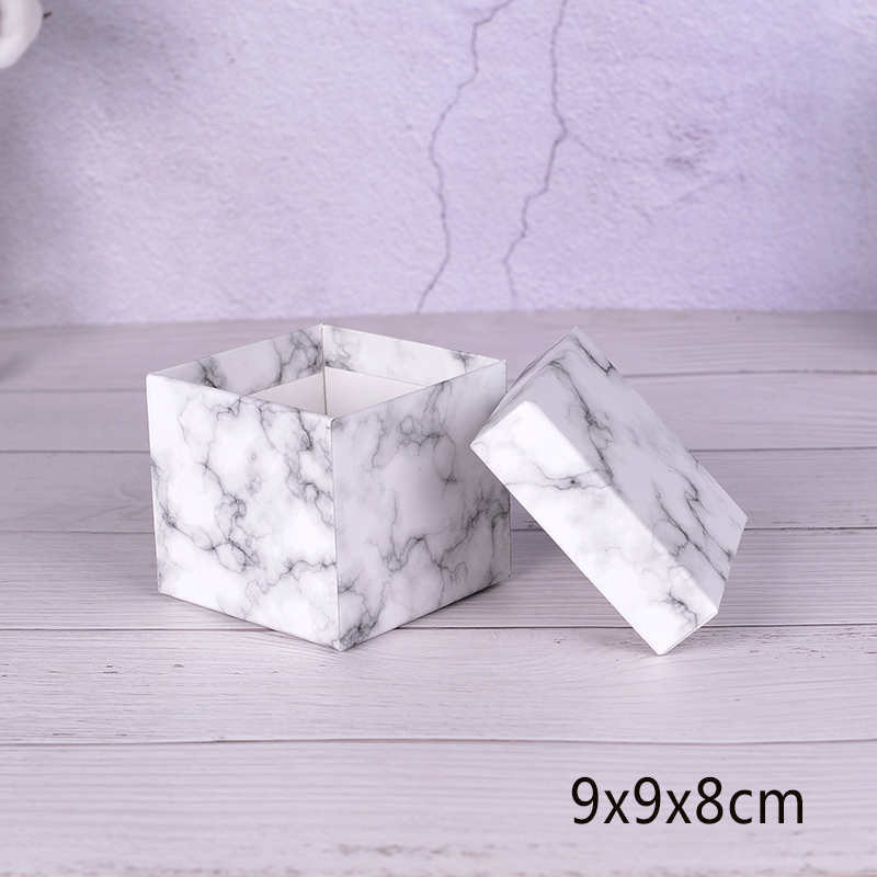 9X9x8cm (Single Box)Marbling Jewelry box ornaments packing box Bracelet Ring Wrist watch Ear Studs Necklace trumpet Gift box Heaven and earth cover