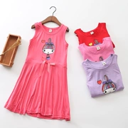 Cô gái mới nightdress A-Line vest váy bé mỏng phương thức trẻ em lớn của váy trẻ em dài ăn mặc