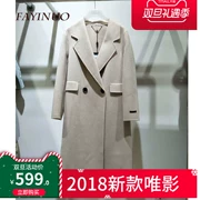 Chỉ áo khoác len lông cừu cashmere chính hãng 2017 mùa thu đông mới áo khoác len trắng dài hai mặt