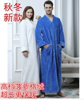 Váy ngủ dài thêm Beibei dây kéo váy ngủ nam và nữ mùa thu đông đồ pijama