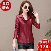 Mùa thu mới Hained leather lady thời trang ngắn Phiên bản Hàn Quốc của chiếc áo tự đứng cổ áo da cỡ lớn áo khoác da khí chất - Quần áo da