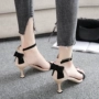 Dép 2018 mới dành cho nữ cao gót mùa hè với một từ với giày cao gót màu đen phiên bản Hàn Quốc của giày sinh viên hoang dã sandal shondo