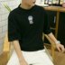 Bảy điểm tay áo của nam giới t-shirt Hàn Quốc phiên bản của sinh viên xu hướng cá tính lỏng 7 điểm trong áo dài tay 5 điểm quần áo ngắn tay Áo phông dài