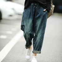 Оригинальные осенние темные джинсы-шаровары, штаны, 2020, свободный крой