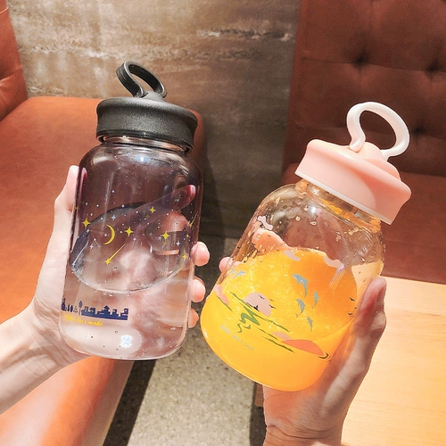 Стеклянное вместительное и большое звездное небо со стаканом, портативная трубочка для школьников, Южная Корея, градиент