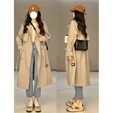 Осенний плащ, куртка, длинное японское пальто для отдыха, 2024 года, подходит для подростков, средней длины