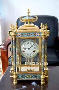 七宝七宝金メッキ機械式真鍮置時計ヨーロッパスタイルのホームクリエイティブクラフト振り子時計リビングルームマントルピース時計