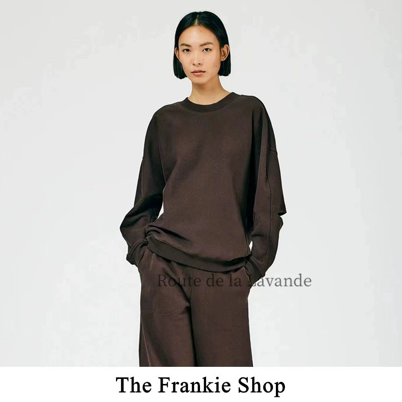 Скидка The Frankie Shop 23 новый однотонный круглый вырез водная стирка пирсинг свободная длинный рукав рубашка топ