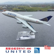 16 cm hợp kim máy bay mô hình Boeing B747-400 US United Airlines máy bay chở khách mô phỏng tĩnh mô hình chuyến bay