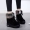 Giày cao gót màu đen tăng cao trong mùa đông 2018 phiên bản mới của Hàn Quốc với độ dốc hoang dã với giày đế dày đế ngắn ống