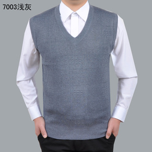 Mùa thu và mùa đông trung niên len dệt kim vest nam màu rắn vest trung niên cha vest vest vest cha áo vest nam công sở