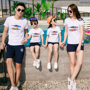 2017 cha mẹ và con mùa hè mới gia đình ba ngắn tay T-Shirt quần short trẻ em Hàn Quốc phiên bản của tự trồng gia đình triều