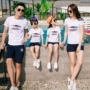 2017 cha mẹ và con mùa hè mới gia đình ba ngắn tay T-Shirt quần short trẻ em Hàn Quốc phiên bản của tự trồng gia đình triều đồ cặp gia đình