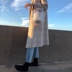 2018 phổ biến kẻ sọc áo khoác nữ retro dài áo len mới chống mùa áo khoác nữ đôi phải đối mặt với nhung hai mặt ao khoac nu Áo len lót đôi