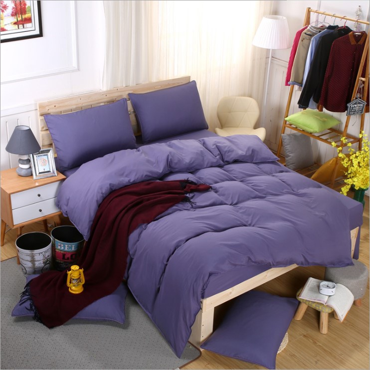 VioletCottonBedsheetssetquiltcoverpillowcasebedding4sets