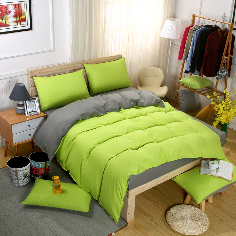 Fruit Green GreyCottonBedsheetssetquiltcoverpillowcasebedding4sets