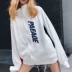 Áo khoác nam giới và phụ nữ đầu mùa thu 2018 mới của Hàn Quốc lỏng Harajuku dây kéo hit thư màu in ấn đứng cổ áo áo len sinh viên Áo len
