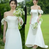 Реквизит для фотографии, белое свадебное платье, французский стиль, простой и элегантный дизайн