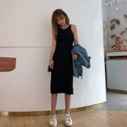 Quần áo mùa thu nữ 2018 mới mang phong cách Hồng Kông Kiểu dáng váy liền mảnh, váy liền thân màu đen
