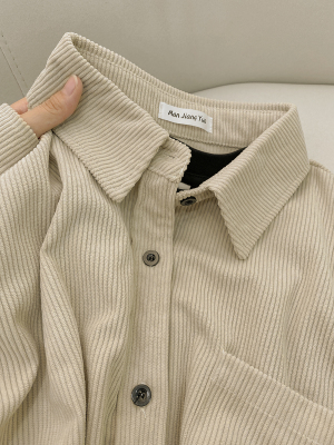taobao agent Demi-season bra top, khaki corduroy jacket, suitable for teen, 2023 collection, long sleeve