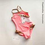 Выйдите из Meijan Flayd ** DLES3-6-летняя девочка с купальными апельсиновыми лапшами, трехмерной ткани, вышитой единорог