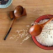 Nhật Bản dài tay cầm thìa gỗ hộ gia đình bộ đồ ăn dài muỗng gỗ thìa gạo Sáng tạo đầu tròn thìa thìa gỗ - Đồ ăn tối