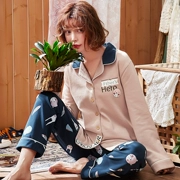 Bộ đồ ngủ nữ mùa xuân và mùa thu cotton dài tay mỏng phiên bản Hàn Quốc rộng rãi dễ thương cỡ lớn mùa đông có thể mặc bên ngoài nhà phù hợp với mùa hè