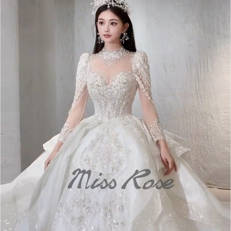 Heavy worker's main wedding bride bride Dragon French lace palace princess long sleeves out of the yarn 2022 winter new model