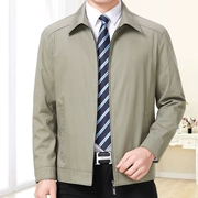 Áo mùa xuân và mùa thu áo mỏng phần trung niên nam giản dị lapper dây kéo áo khoác trung niên cotton giản dị