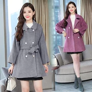 Thu đông 2018 Thời trang Hàn Quốc áo choàng thắt eo khí phách nhỏ nhắn trong phần dài của áo khoác mỏng cao cấp