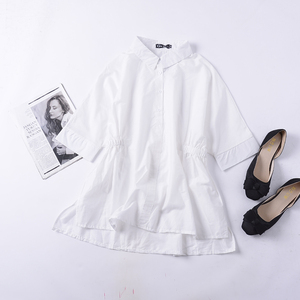 F ¥ 30 New 2018 đầu mùa thu Hàn Quốc phiên bản của ve áo màu rắn dress ngắn ngắn dài đơn ngực áo đầm