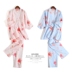 Của phụ nữ cotton đồ ngủ mùa hè mùa xuân và mùa thu mỏng gạc đôi ngắn tay Nhật Bản kimono dịch vụ nhà mồ hôi hấp quần áo áo choàng tắm Giống cái