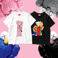 Sesame Street kaws chung trẻ em áo thun ngắn tay hoạt hình Quần áo cotton nam Hàn Quốc và quần áo trẻ em nữ 2019 thủy triều cha mẹ-con - Áo thun áo thun cộc tay cho bé