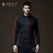 Sản phẩm PINLI 2018 mùa thu mới áo len nam áo len mỏng trùm đầu áo sơ mi nam B183410493 - Hàng dệt kim