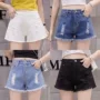 Unedged một từ quần short denim nữ mùa hè 2018 new loose cao eo sinh viên Hàn Quốc hoang dã chic chân rộng quần nóng quần giả váy