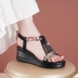 Belle Pure Love 2023 Mùa Hè Phong Cách Mới Giày Xăng Đan Đế Nêm Đá Dày Da Thật Thoải Mái Đa Năng Muffin Giày Nữ sandal đế cao Sandal