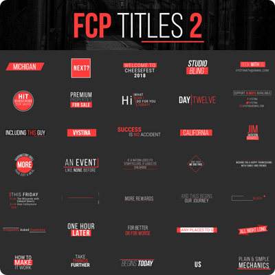 FCPX插件Title V2简洁时尚文字标题排版字幕动画预设50组 第二季          FCPX插件:50组4K创意简洁文字标题字幕条动画预设 第二套-天天素材网